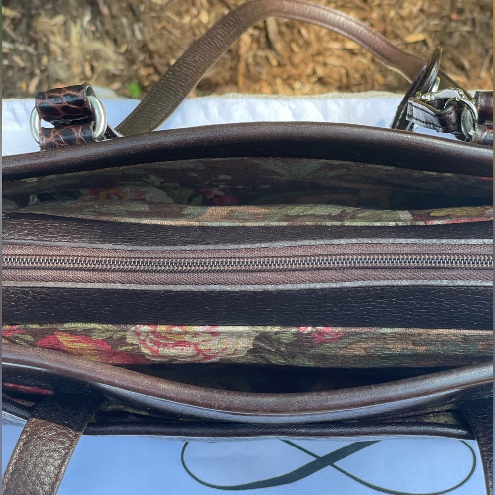 Brighton Satchel Handbag, Rich Brown Croc Embossed, Vintage! - Picture 5 of 14